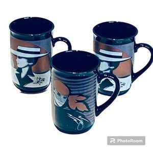 80’s Patrick Nagel Art Cafe Coffee Mugs-Retro Kitchen-Art Set of 3